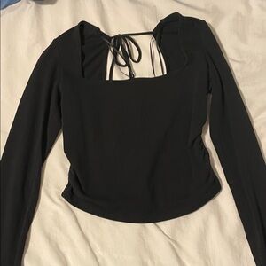 Garage Open Back Black Long Sleeve Going Out Too